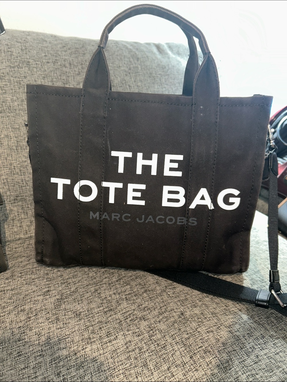 Marc Jacobs Medium Black Canvas Tote with White/black Logo